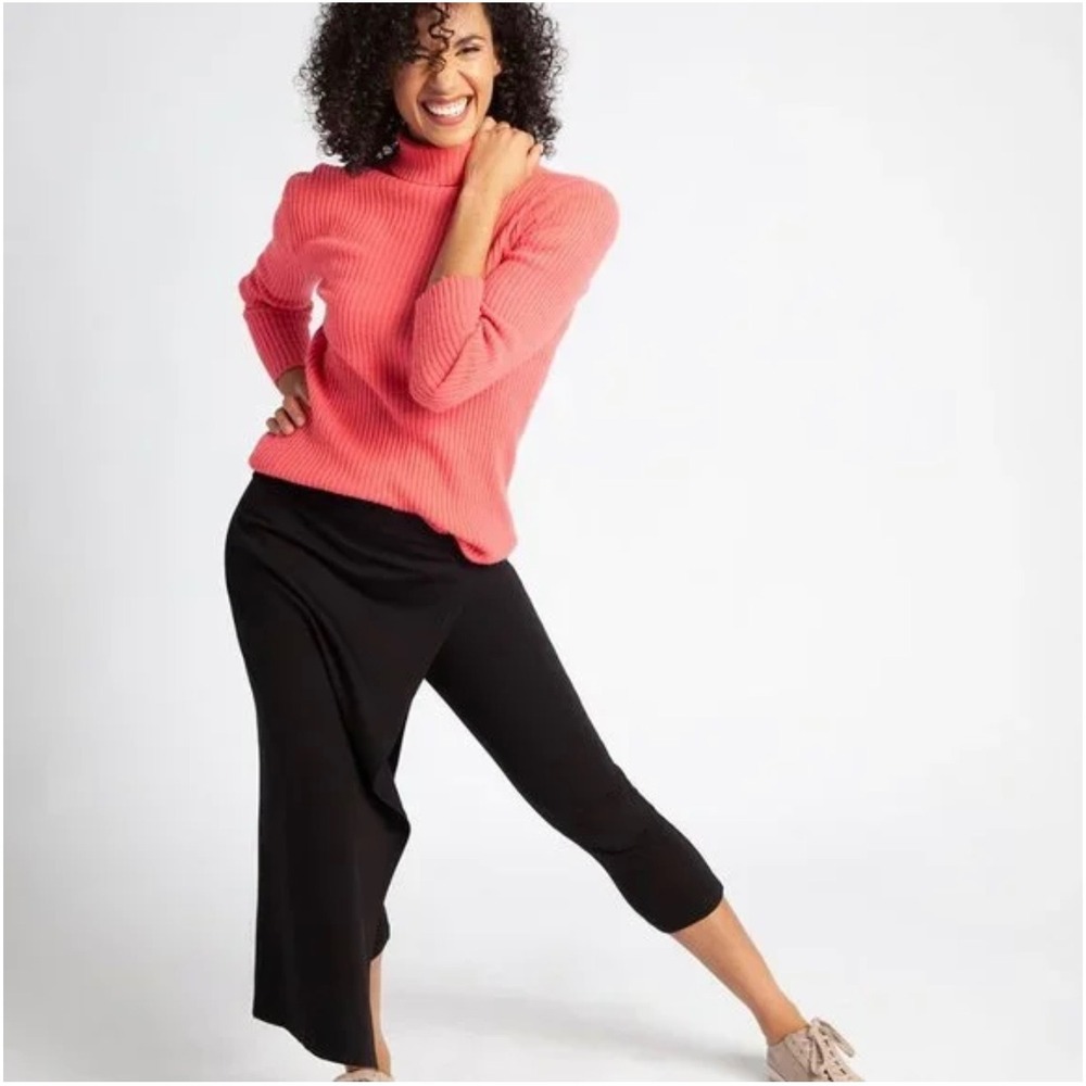 Betabrand NWOT Sassiest Pants‎ 2-in-1 Skirted Crop Leggings Black Medium Petite